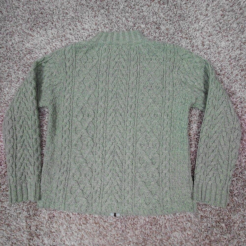 Inis Crafts Sweater Womens Large Cable Knit Fisherman Merino Wool Full Zip - Picture 2 of 5